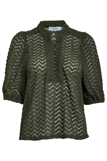 Minus Blouse JEVA HALF SLEEVE BLOUSE MI5494 3835 RIFLE GREEN