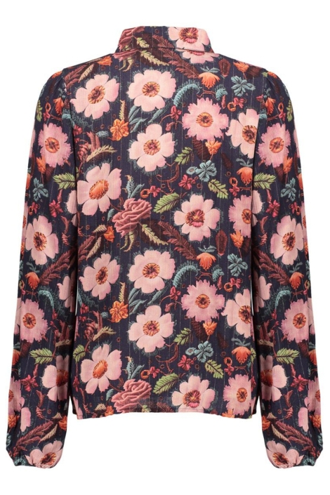 Geisha blauwe dames blouse | Achteraanzicht