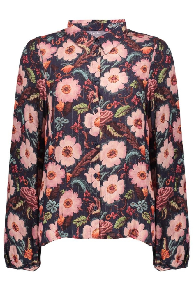 Geisha blauwe dames blouse | Vooraanzicht