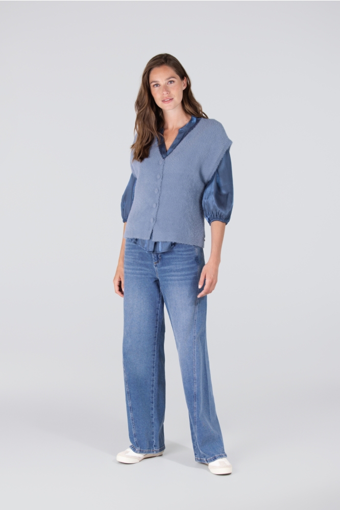 Juffrouw Jansen blauwe dames blouse | Model