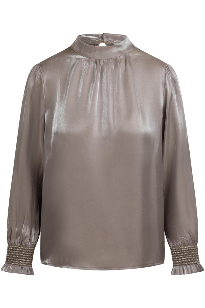 Kimara taupe dames blouse | Vooraanzicht