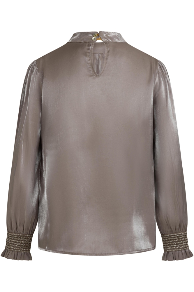 Kimara taupe dames blouse | Achteraanzicht