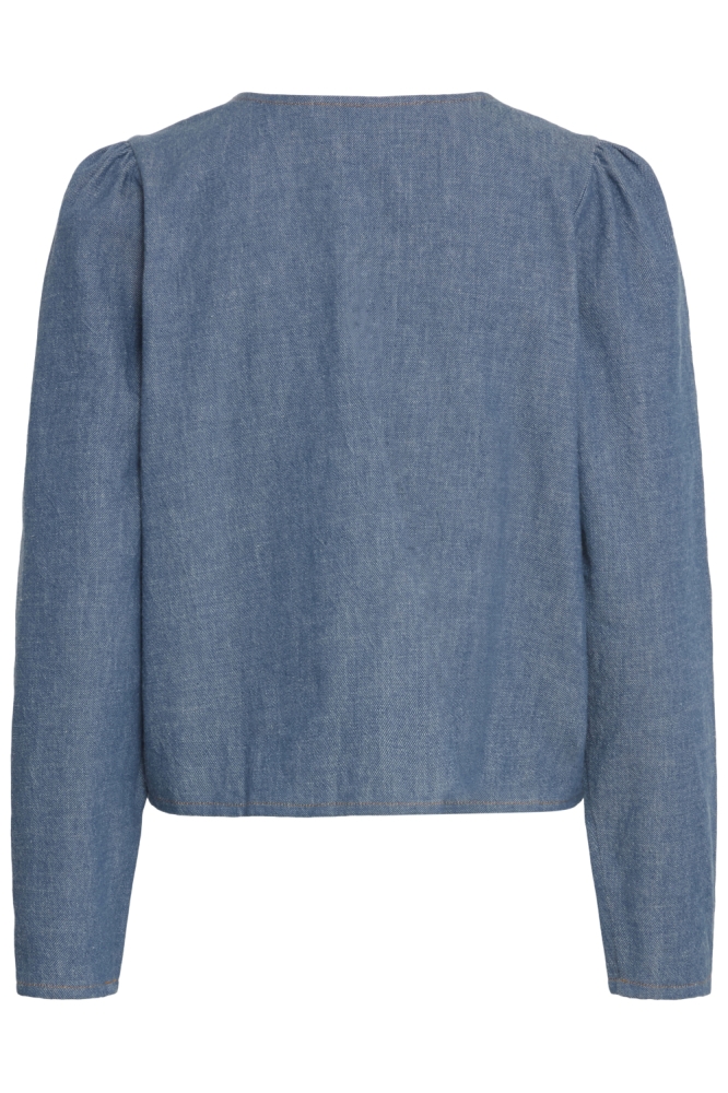 Ichi blauwe dames blouse | Achteraanzicht