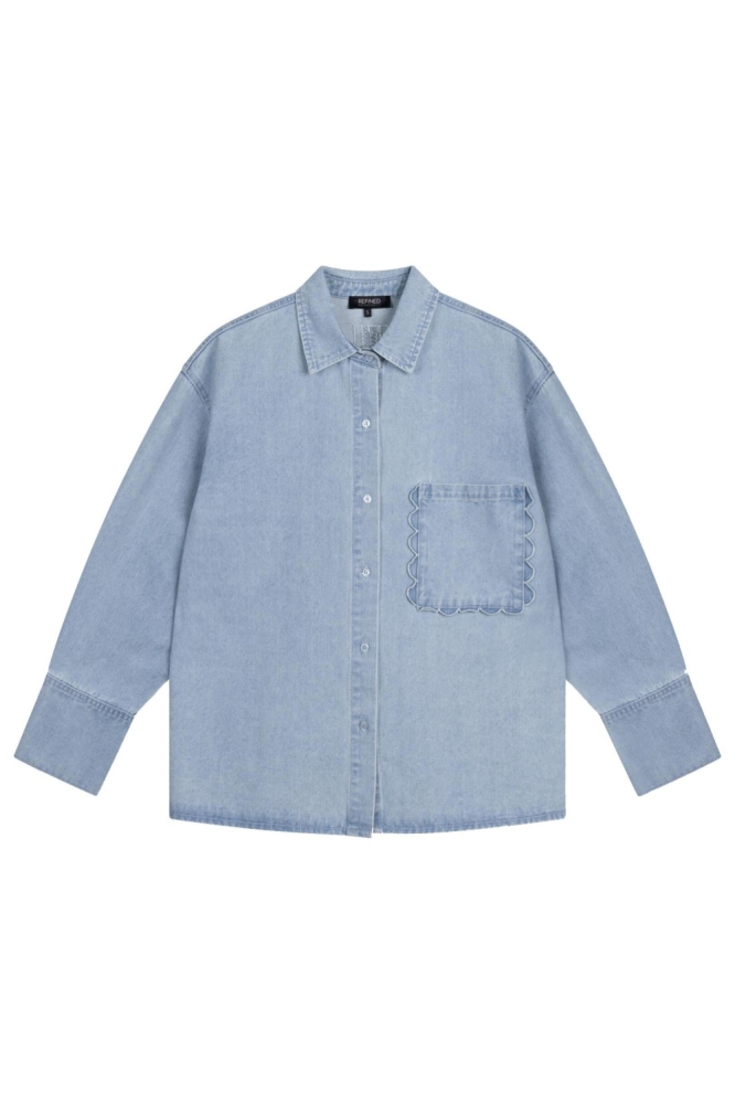 Refined Department blauwe dames blouse | Vooraanzicht