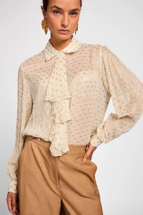 Aaiko ecru dames blouse | Close up