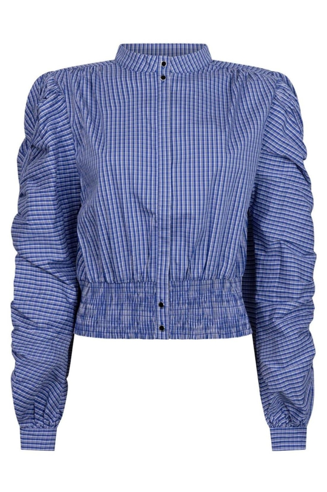 Aaiko blauwe dames blouse | Vooraanzicht