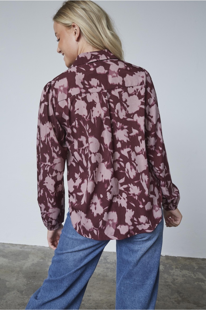 SisterS point bordeaux dames blouse | Model achteraanzicht