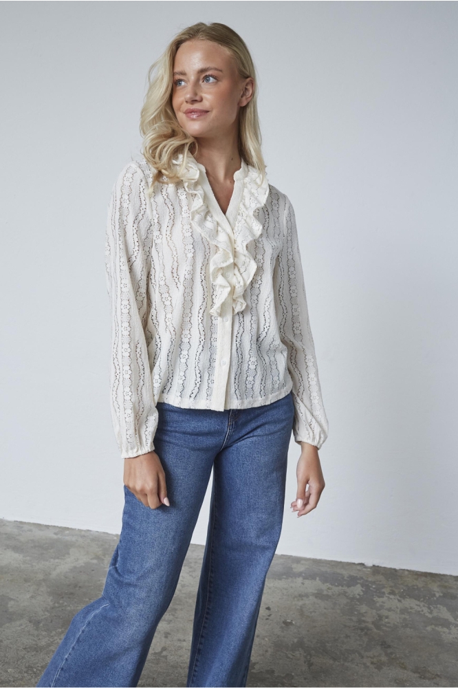 SisterS point ecru dames blouse | Model vooraanzicht