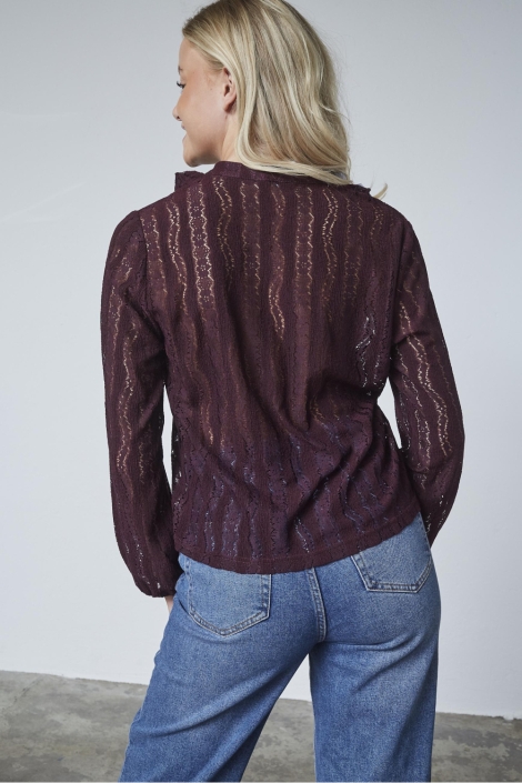 SisterS point bordeaux dames blouse | Model achteraanzicht
