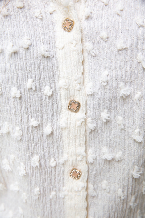 I-coni-K ecru dames blouse | Close up
