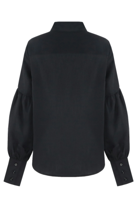 Fluresk zwarte dames blouse | Achteraanzicht