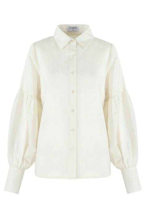 Fluresk witte dames blouse | Vooraanzicht