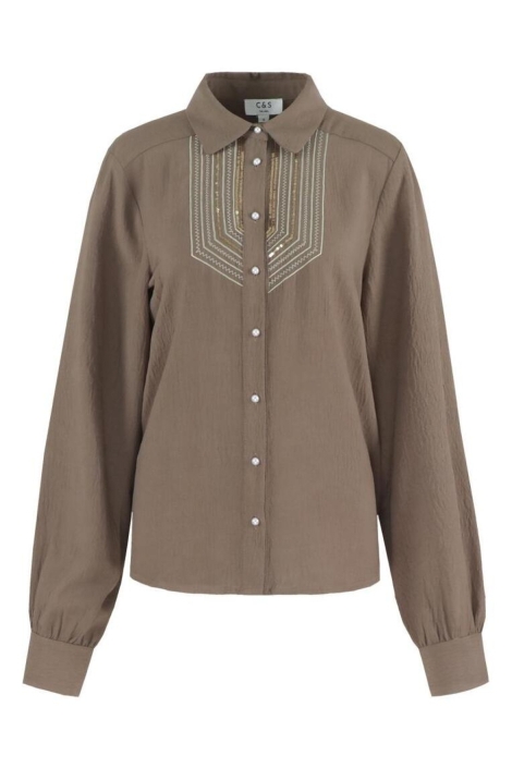 C&S The Label bruine dames blouse | Vooraanzicht