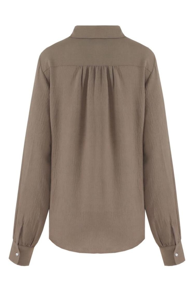 C&S The Label bruine dames blouse | Achteraanzicht