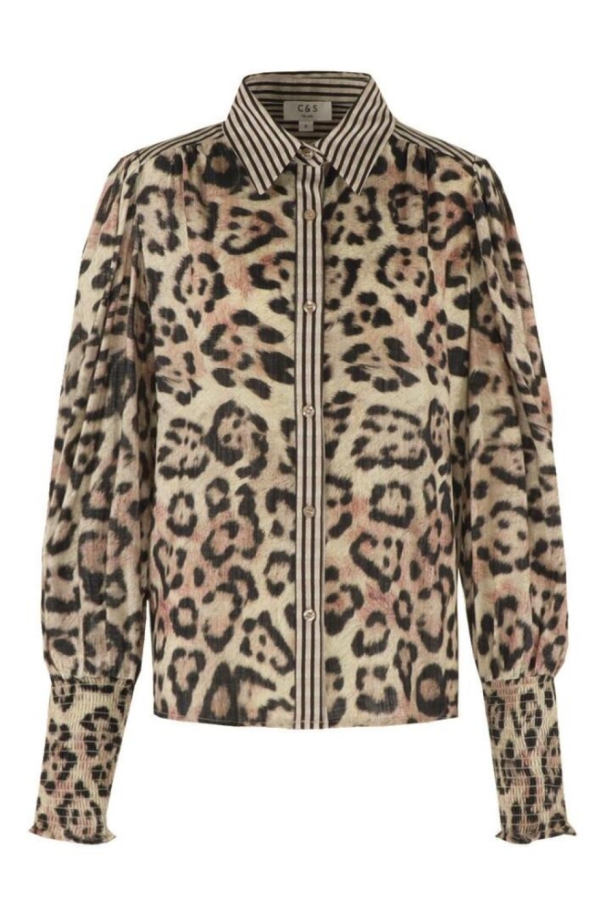 C&S The Label bruine dames blouse | Achteraanzicht