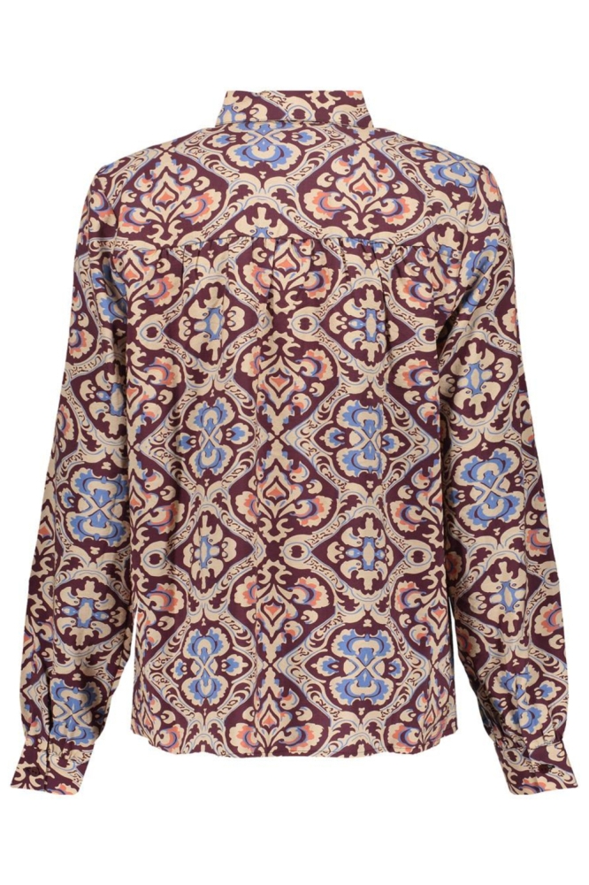 Geisha blauwe dames blouse | Achteraanzicht