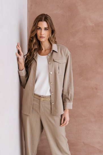 Zizo Blouse PURE BLOUSE FA25 PURE 311 PINSTRIPE DARK SAND