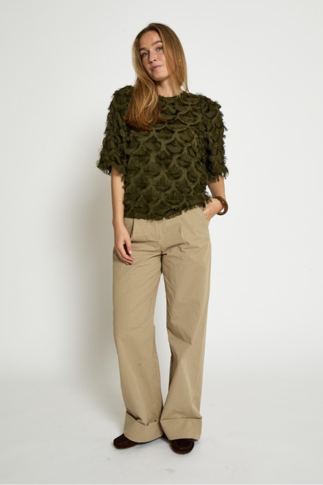 Peppercorn groene dames blouse | Model