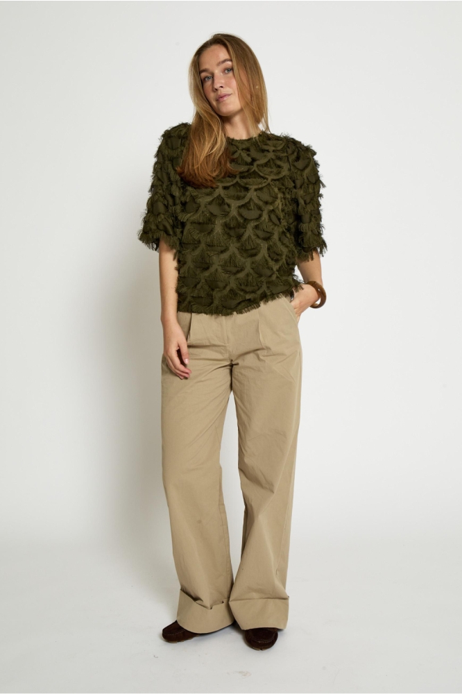Peppercorn groene dames blouse | Model