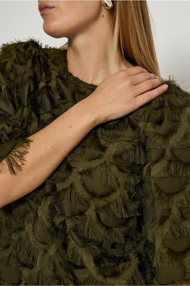 Peppercorn groene dames blouse | Close up