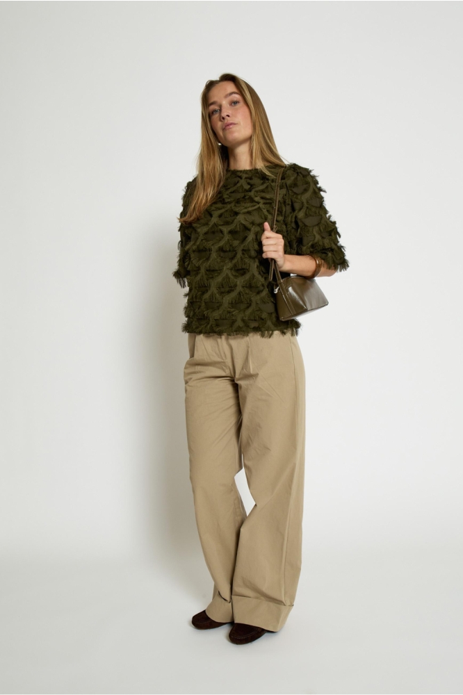 Peppercorn groene dames blouse | Model