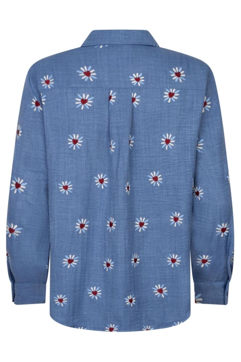 Ydence blauwe dames blouse | Achteraanzicht