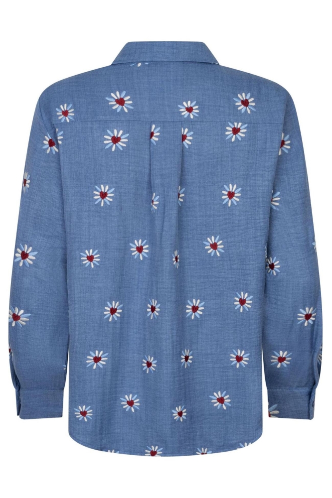 Ydence blauwe dames blouse | Achteraanzicht
