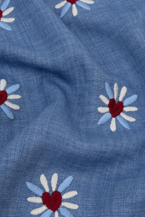 Ydence blauwe dames blouse | Close up