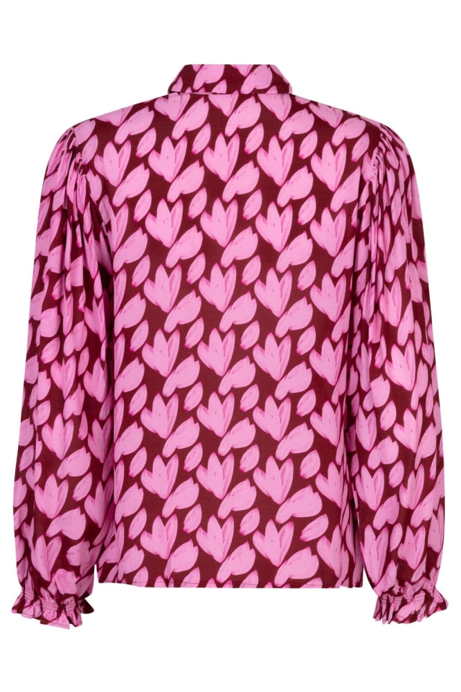 Ydence roze dames blouse | Achteraanzicht