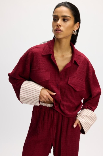 Refined Department Blouse LYLOU RELAXED CROPPED BLOUSE R2509958744 BORDEAUX