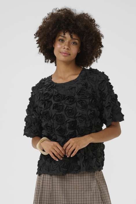 Culture zwarte dames blouse | Model vooraanzicht