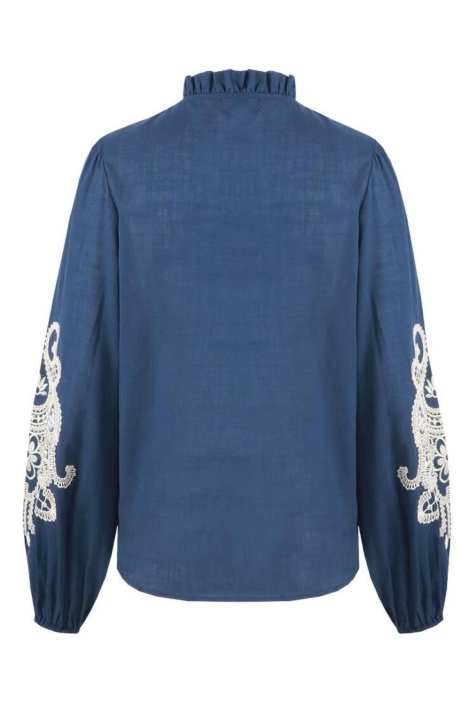 C&S The Label blauwe dames blouse | Achteraanzicht
