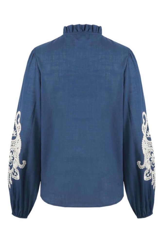 C&S The Label blauwe dames blouse | Achteraanzicht