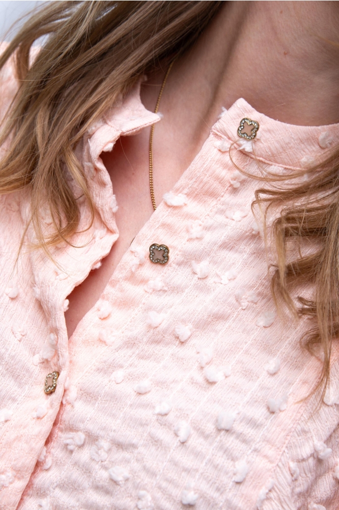 I-coni-K roze dames blouse | Close up