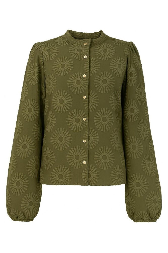 I-coni-K groene dames blouse | Vooraanzicht