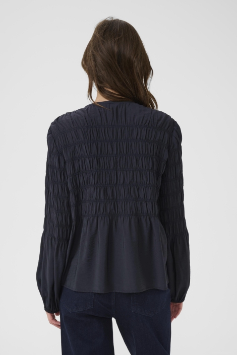 Part Two blauwe dames blouse | Model achteraanzicht