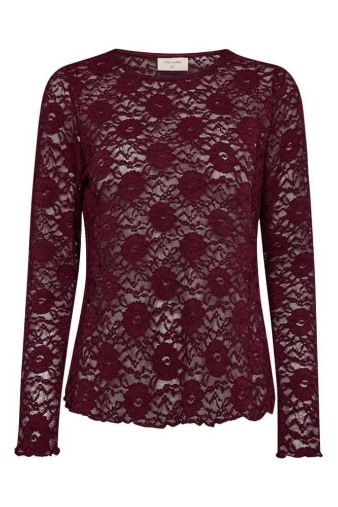 Freequent bordeaux dames t-shirt | Vooraanzicht
