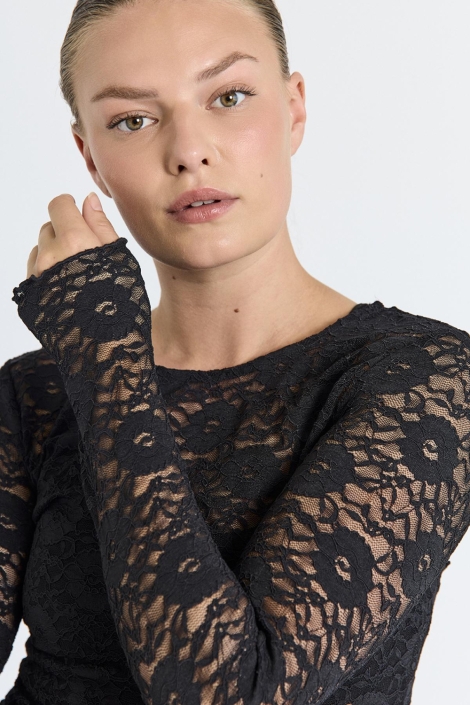 Freequent zwarte dames t-shirt | Close up