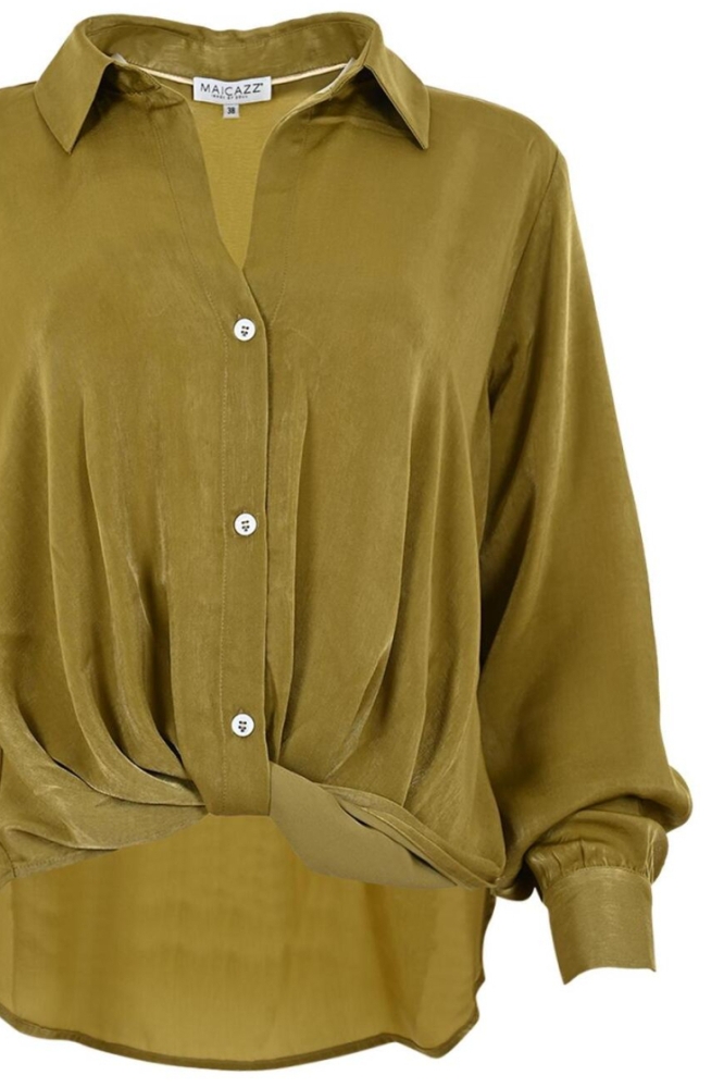 Maicazz groene dames blouse | Close up