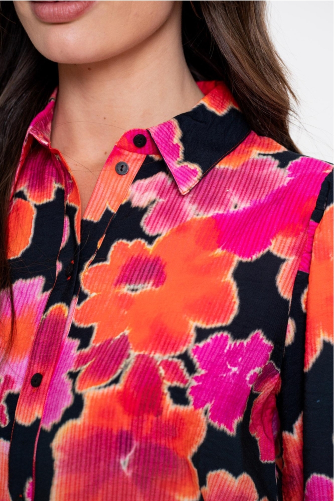 Geisha roze dames blouse | Close up