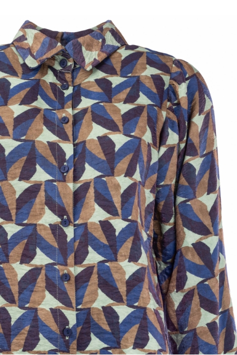 NED blauwe dames blouse | Close up