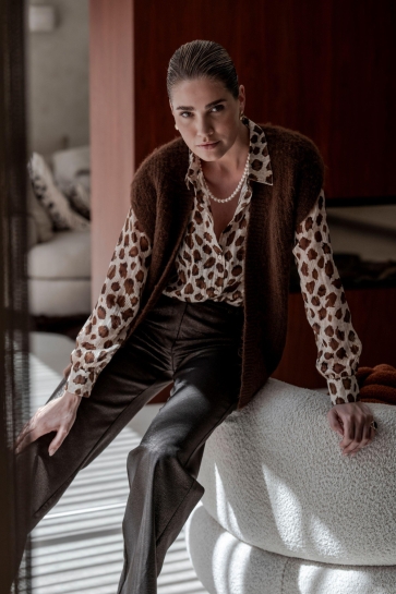 Geisha Blouse LEOPARD BLOUSE MET LUREX 53919 20 SAND/BROWN