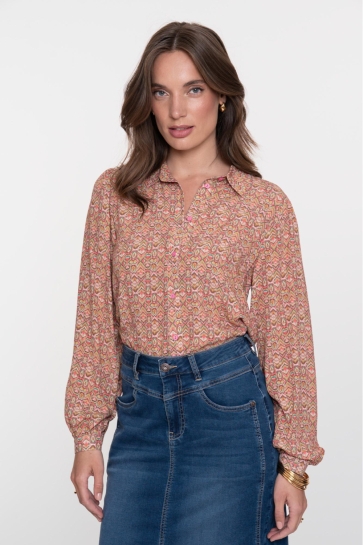 Geisha Blouse BLOUSE MET GRAFISCHE PRINT 53923 20 PINK//BROWN