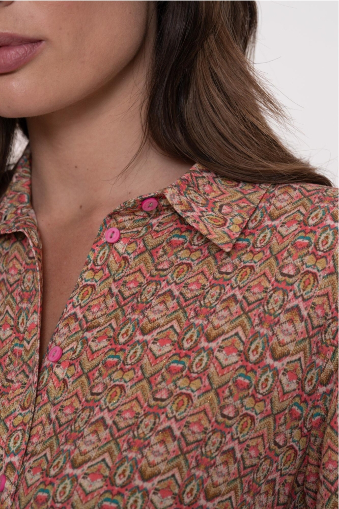 Geisha roze dames blouse | Kleurstaal