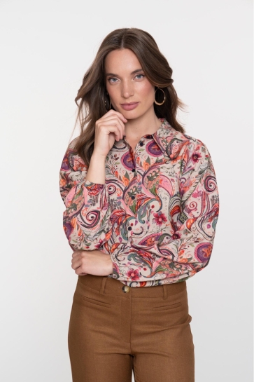 Geisha Blouse BLOUSE MET SIERLIJKE BLOEMENPRINT 53949 20 BEIGE/SOFT PINK