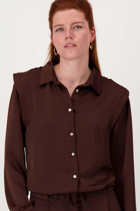 Zusss bruine dames blouse | Close up