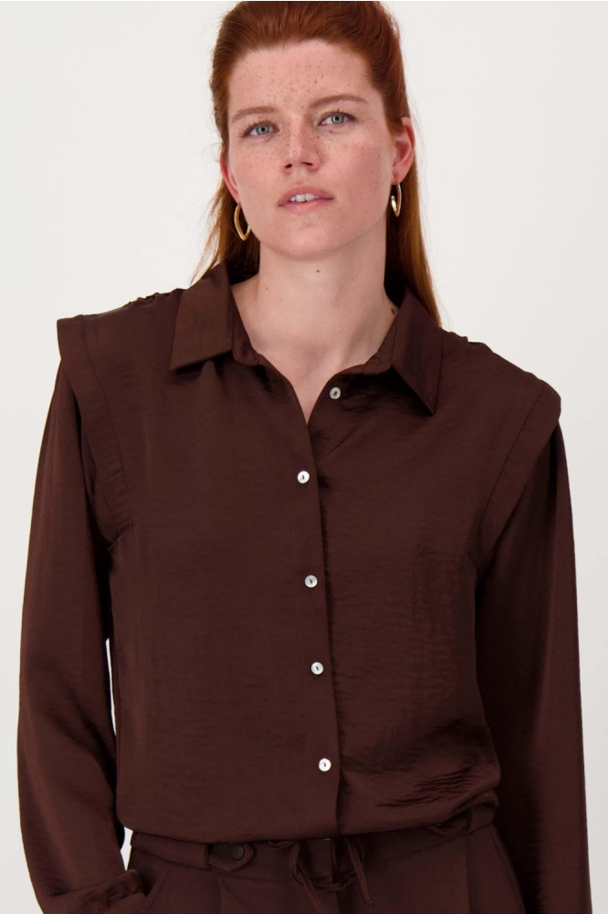 Zusss bruine dames blouse | Close up