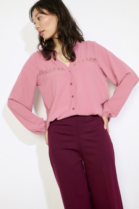 LolaLiza roze dames blouse | Model vooraanzicht