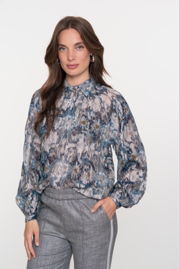 Geisha TOP MET AQUAREL ACHTIGE PRINT 53850 81 BLUE/SILVER