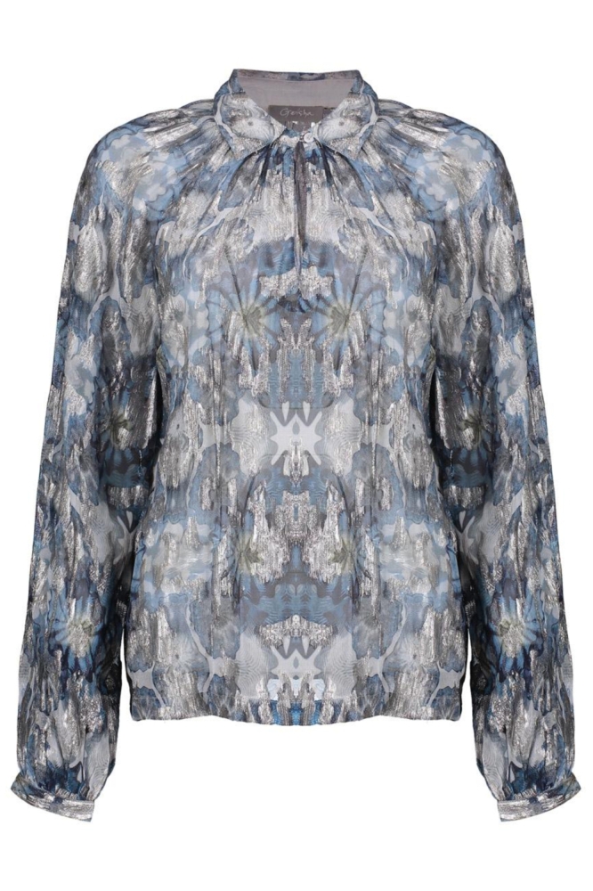 Geisha blauwe dames blouse | Vooraanzicht